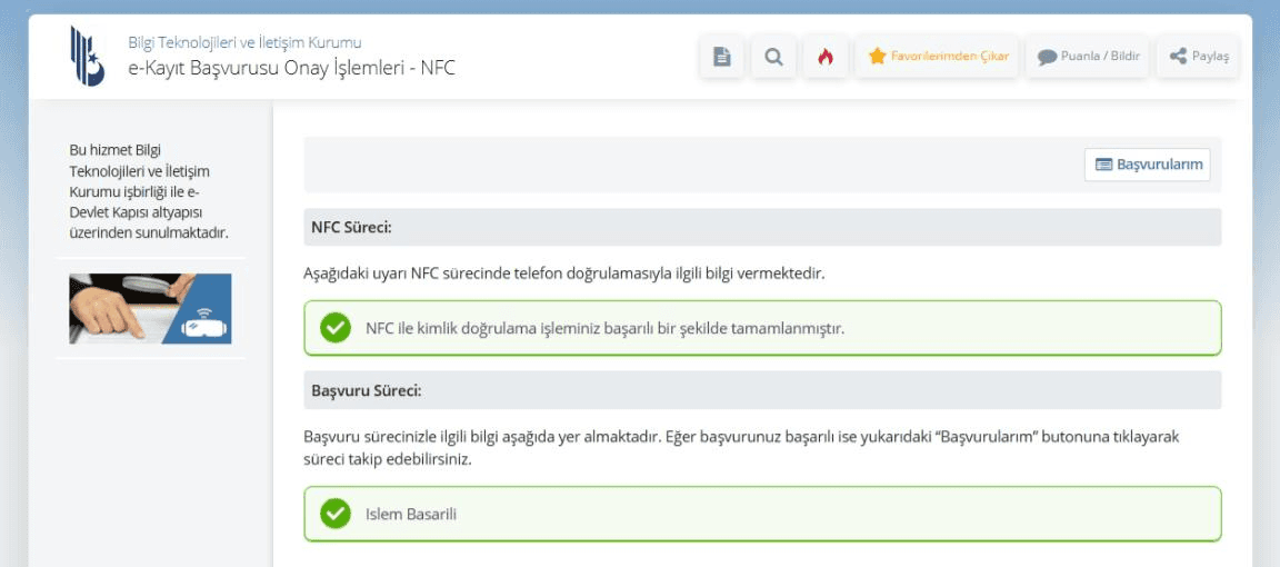 NFC Doğrulama Başarılı